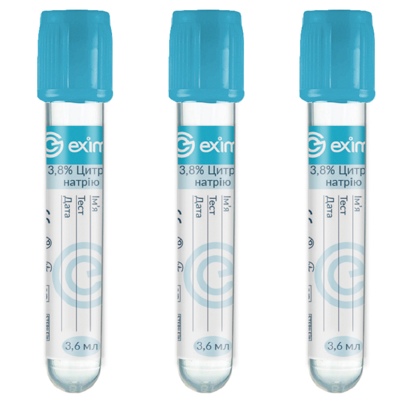 Пробірка Вакуумна EximLab з Цитратом натрію 3,6 мл (3,8%)